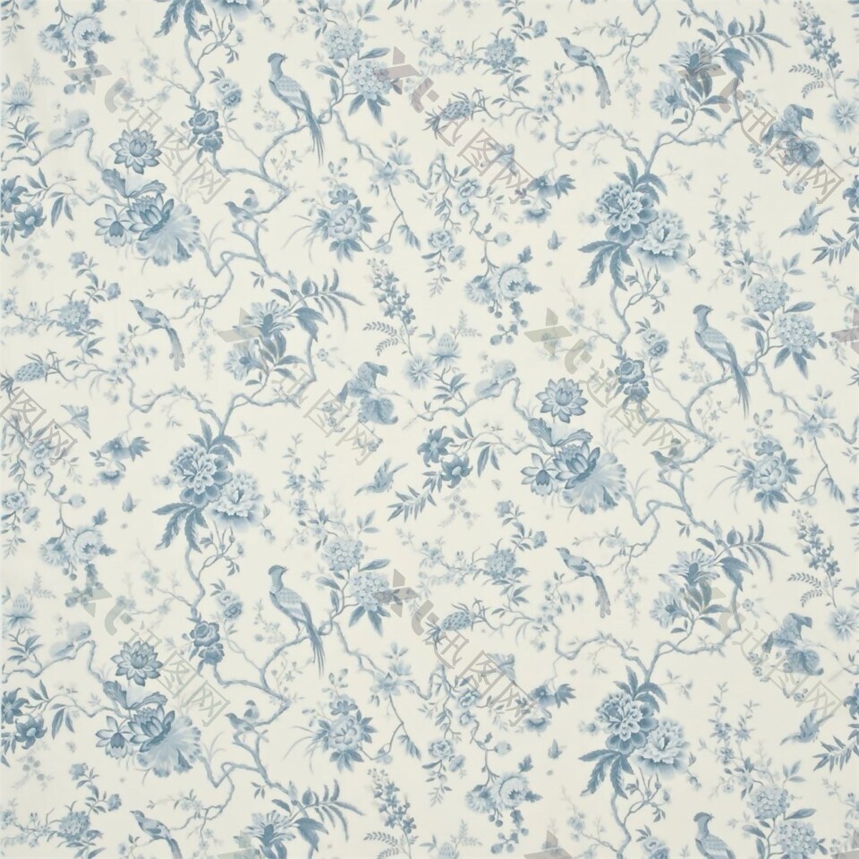 蓝色花朵图案壁纸
