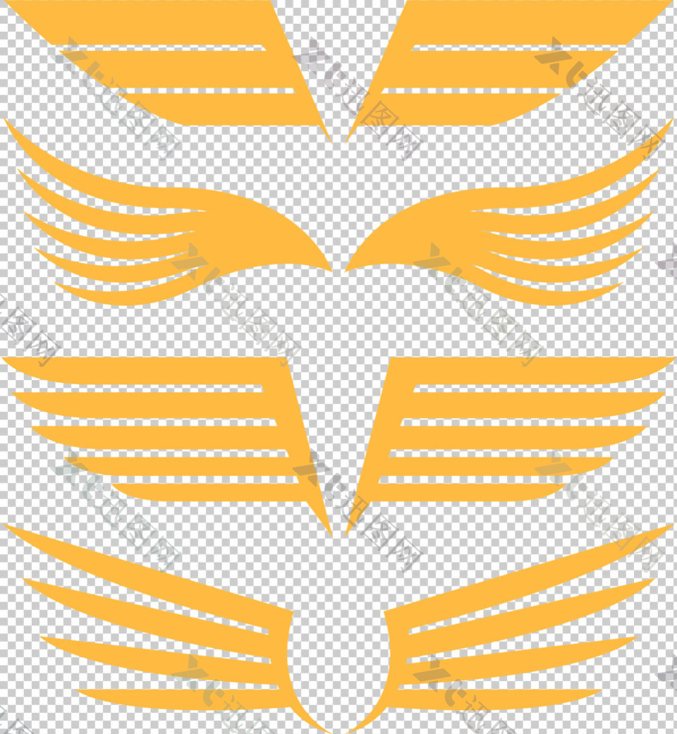 抽象橙色翅膀插图免抠png透明图层素材