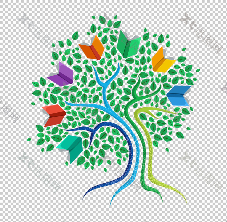 彩色抽象大树图形免抠png透明图层素材