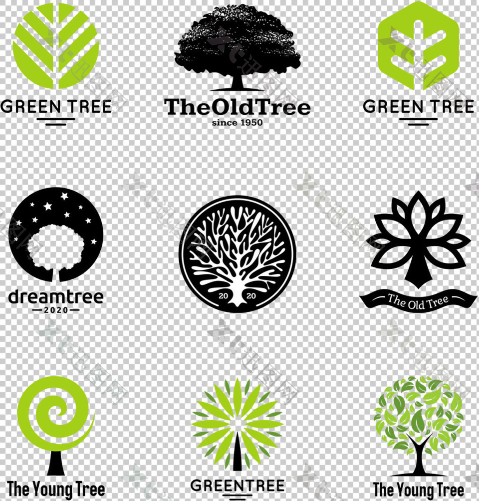 抽象树元素logo免抠png透明图层素材