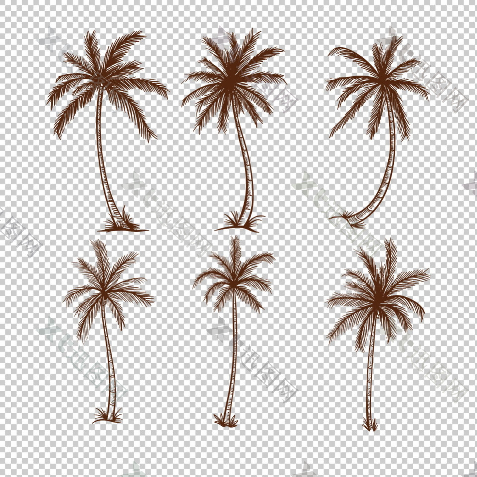 椰子树剪影效果免抠png透明图层素材