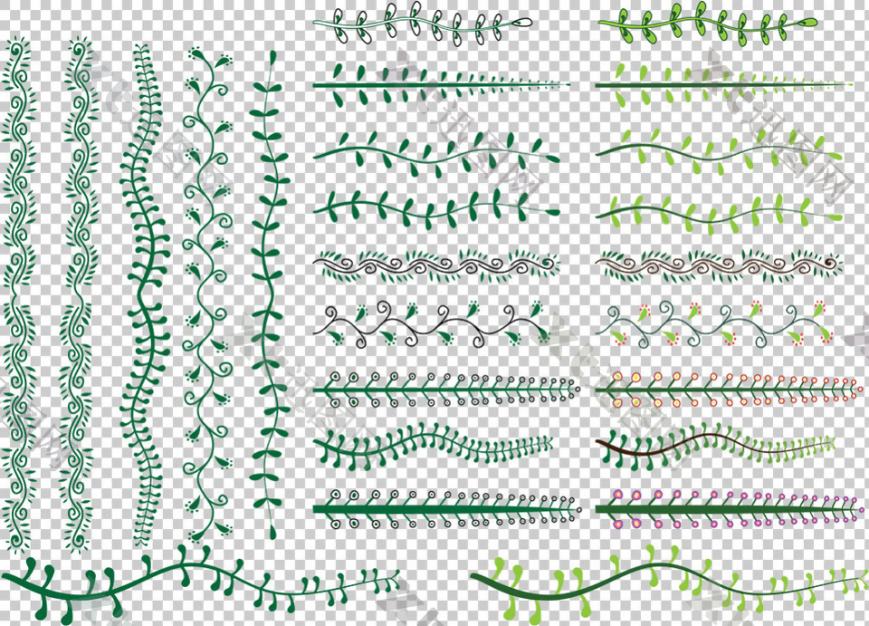 绿色装饰花纹分隔符免抠png透明图层素材
