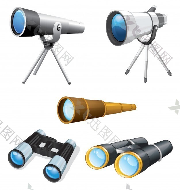 望远镜和双筒望远镜Illustraiton
