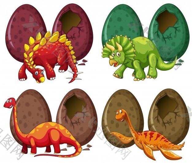 四种恐龙蛋插图