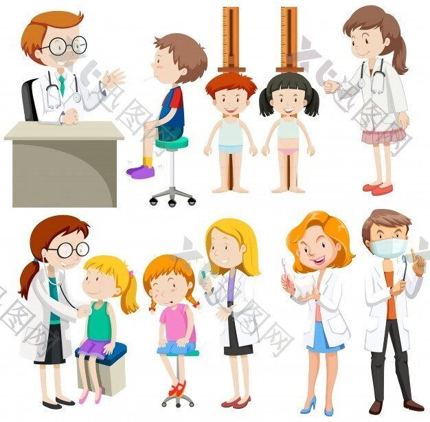 男孩和女孩访问医生插图