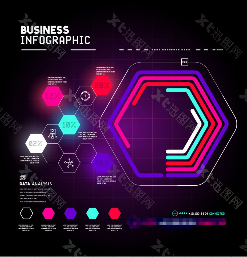创意菱形商务信息图矢量