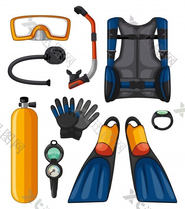 水肺潜水演示的不同设备
