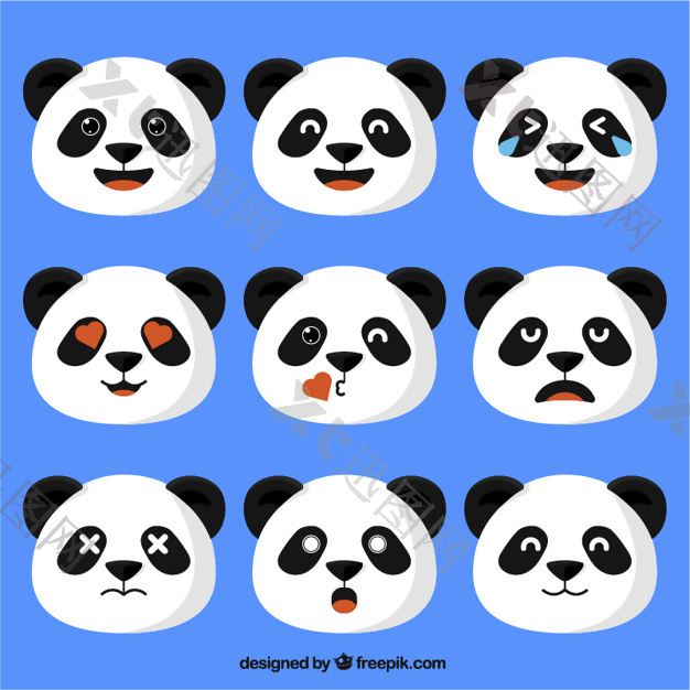 熊猫emojis在平面设计