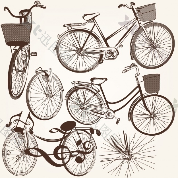 手绘老式自行车的收藏