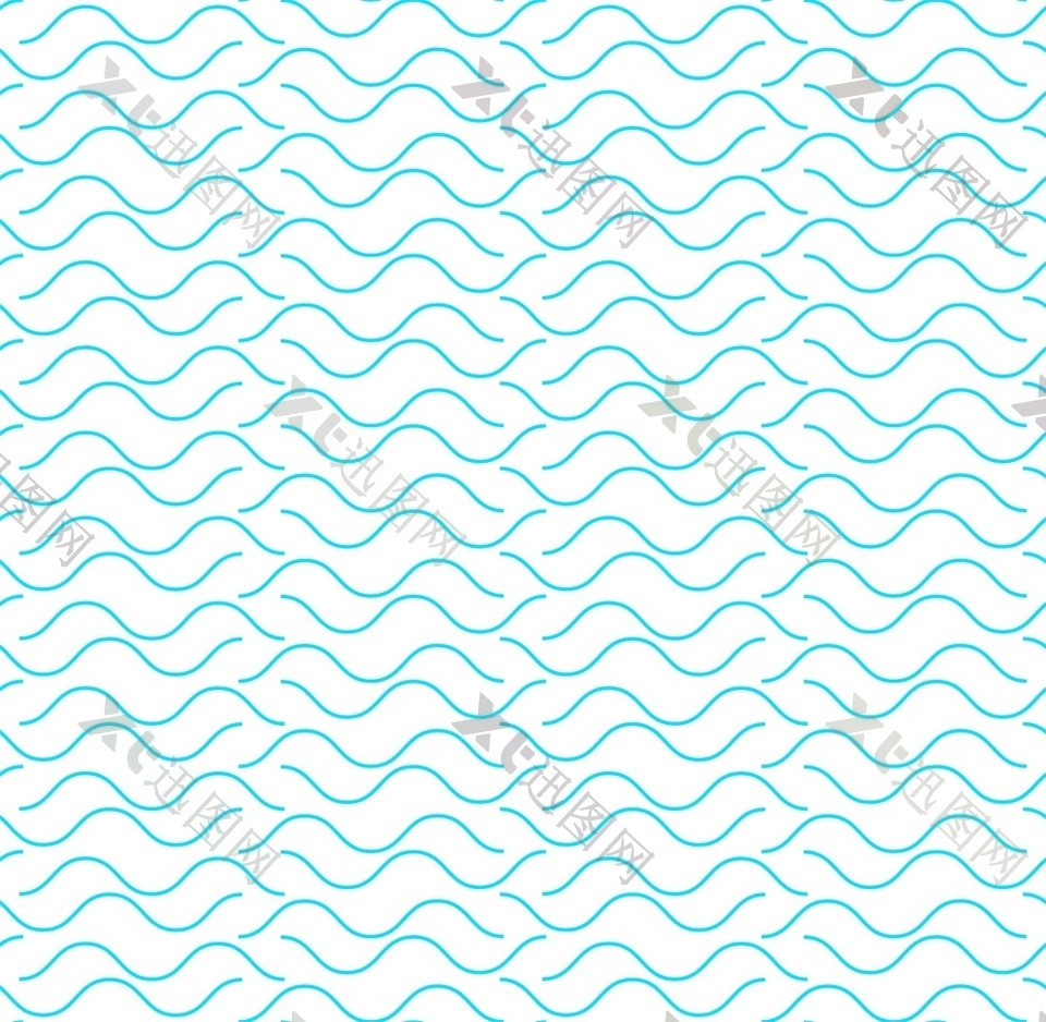 蓝色波浪线图案矢量素材背景