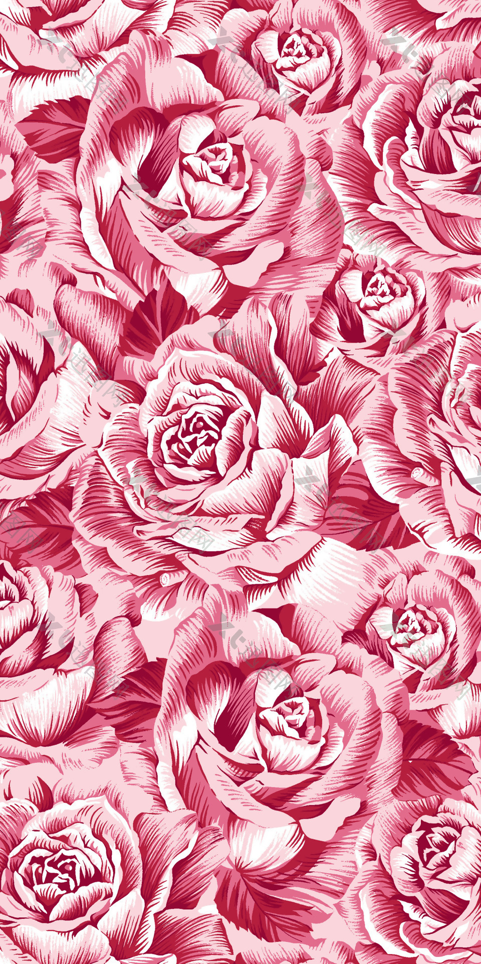 精美玫瑰共纹图案元素