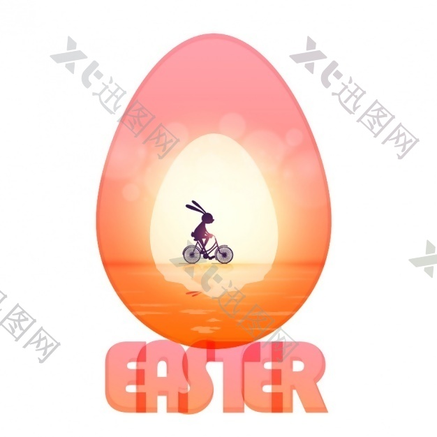 骑自行车的兔子可爱的复活节背景