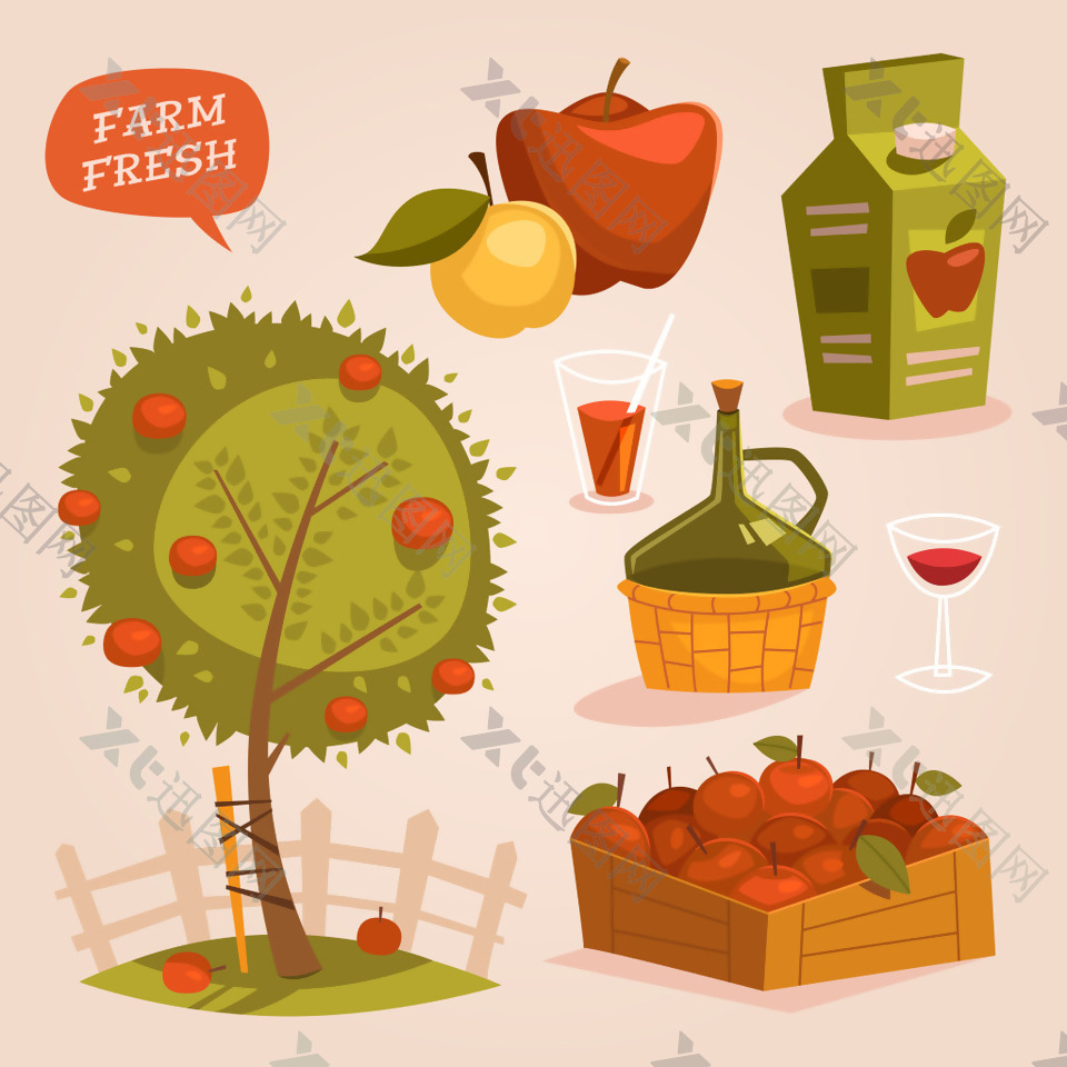 果树和果制品插画