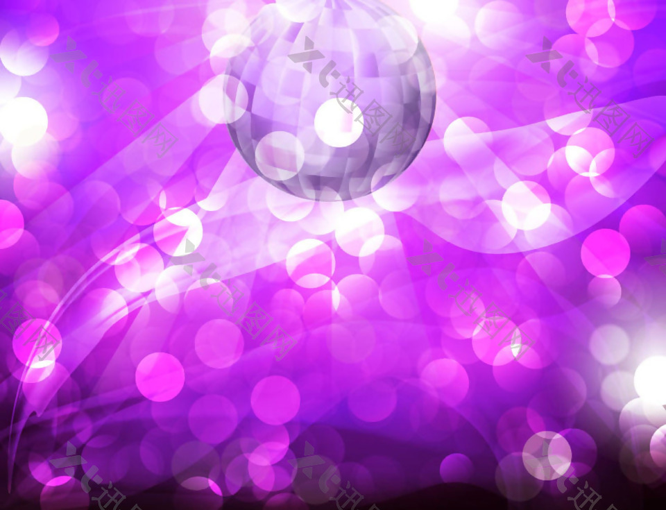 紫色霓虹灯球和光晕背景矢量
