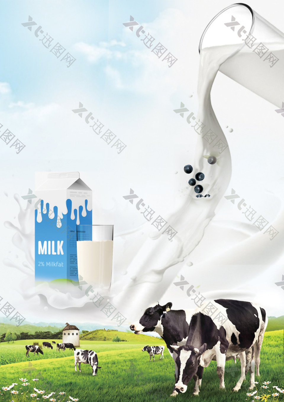 牛奶奶牛背景