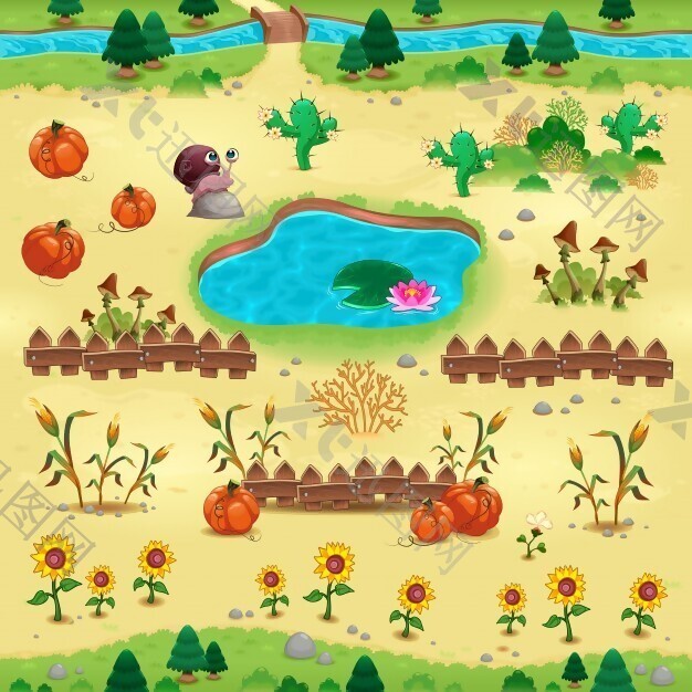 带南瓜花的自然景观电子游戏
