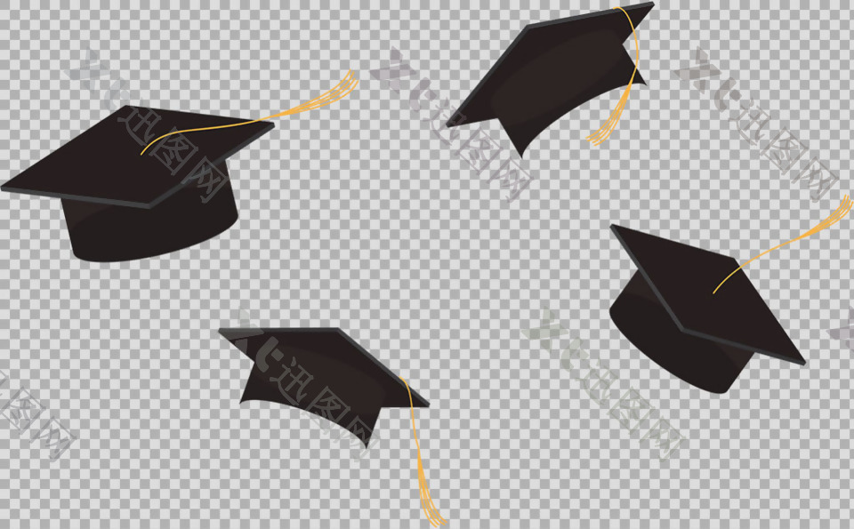 黑色毕业帽子免抠png透明图层素材