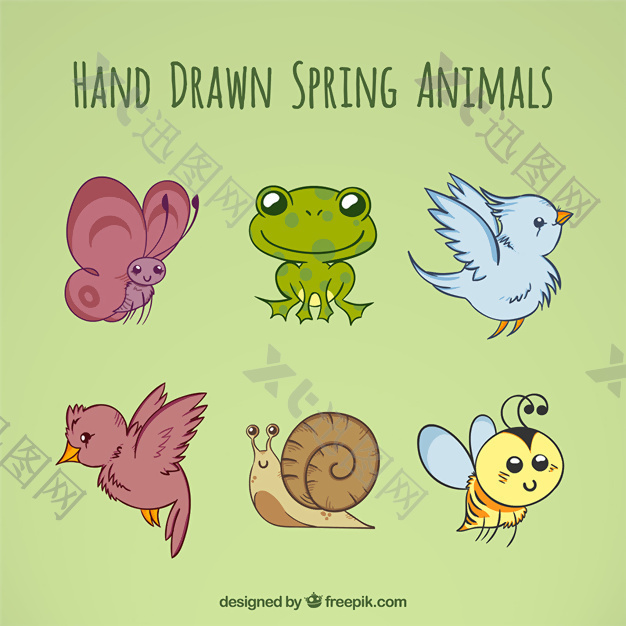 手绘春季动物