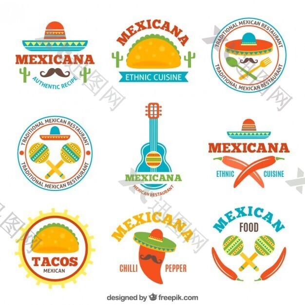 美味的墨西哥食品标志