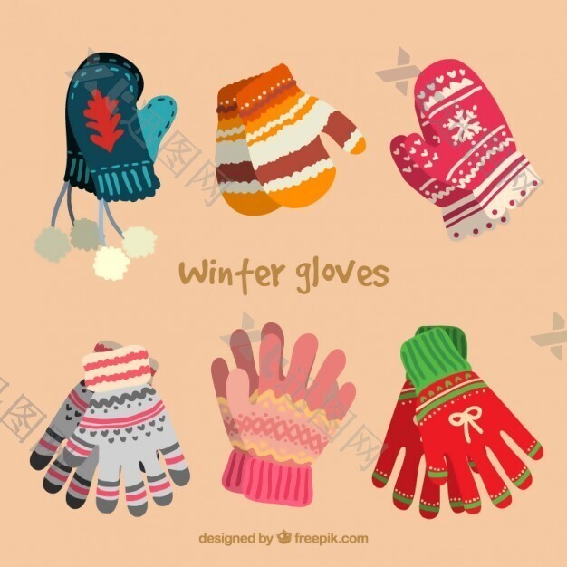 可爱的冬季手套系列