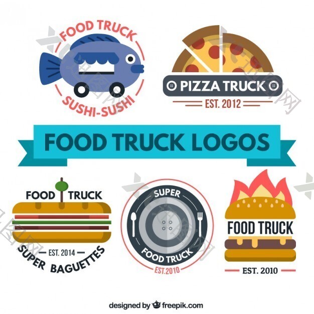 平板食品卡车标志收集