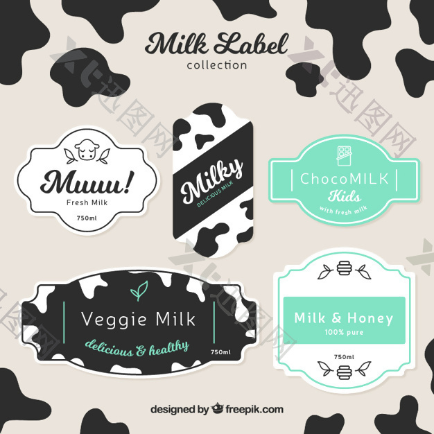 平板设计中牛奶标签的收集