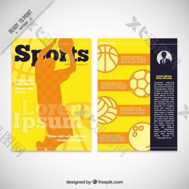 黄色篮球杂志模板