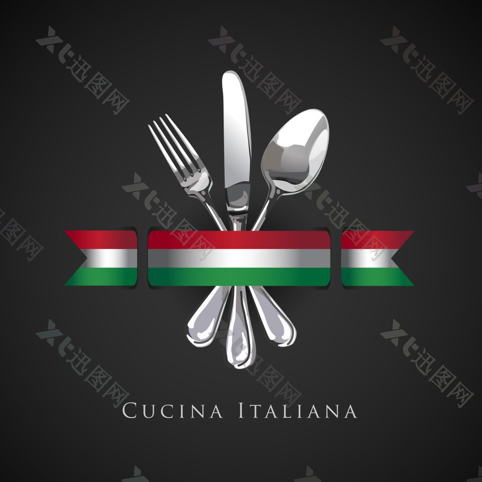 创意刀叉餐厅菜单Logo设计