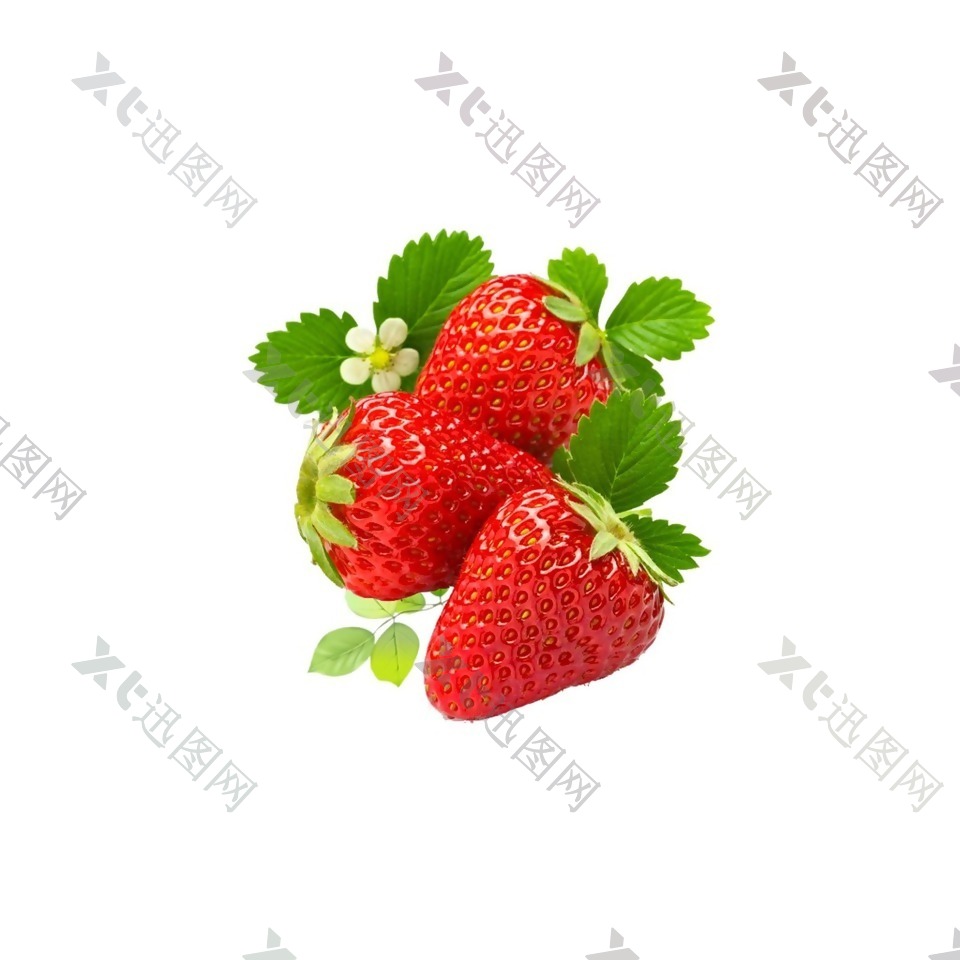 清新红色草莓元素