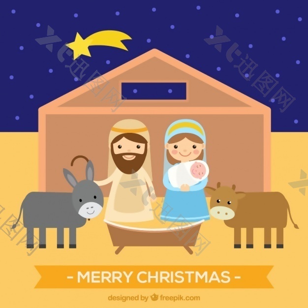 平面设计中的耶稣诞生场景