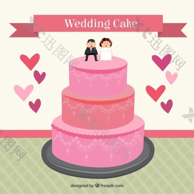 粉红婚礼蛋糕