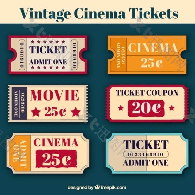 几张老式的电影票