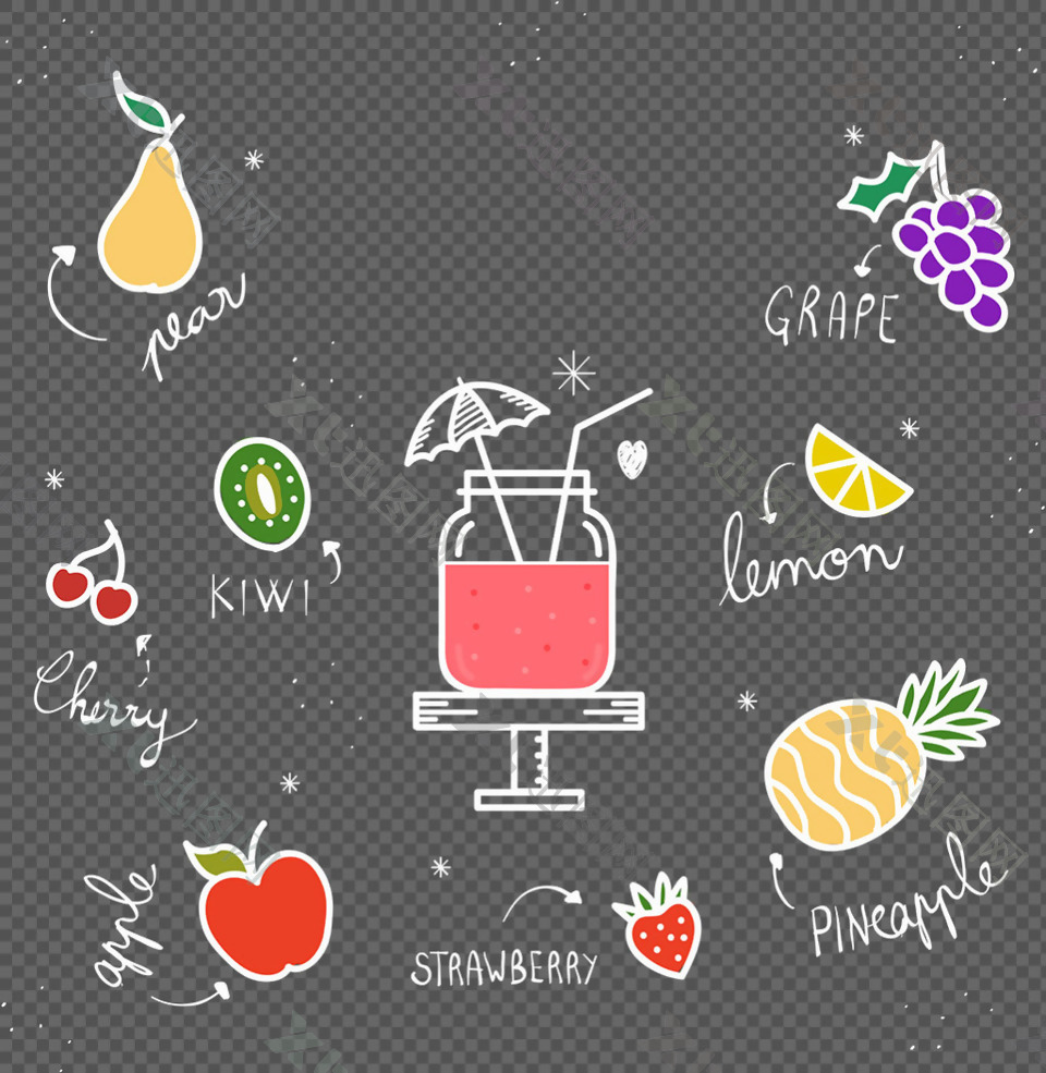 创意水果插画图标免抠png透明图层素材