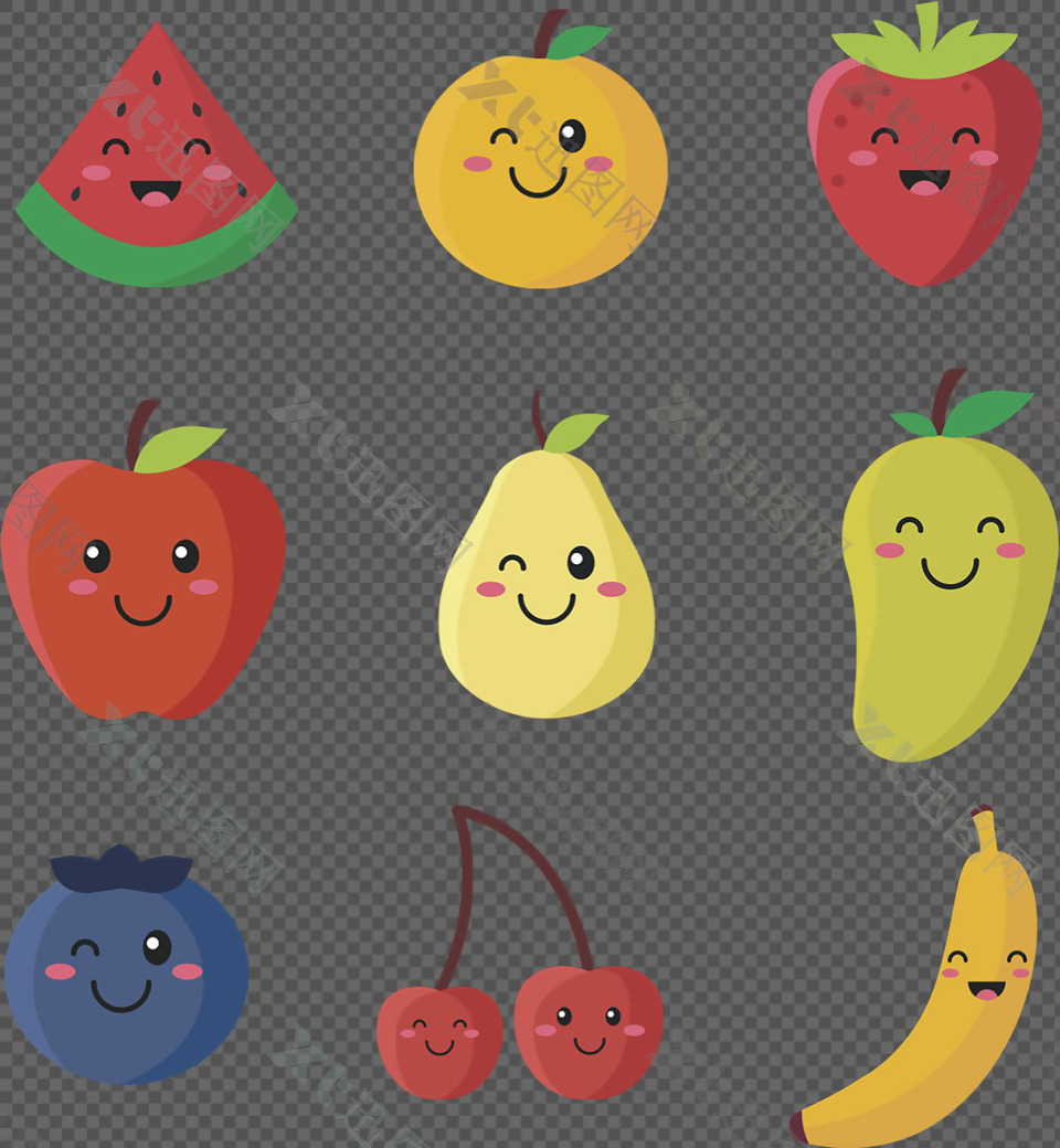 水果表情可爱图标免抠png透明图层素材