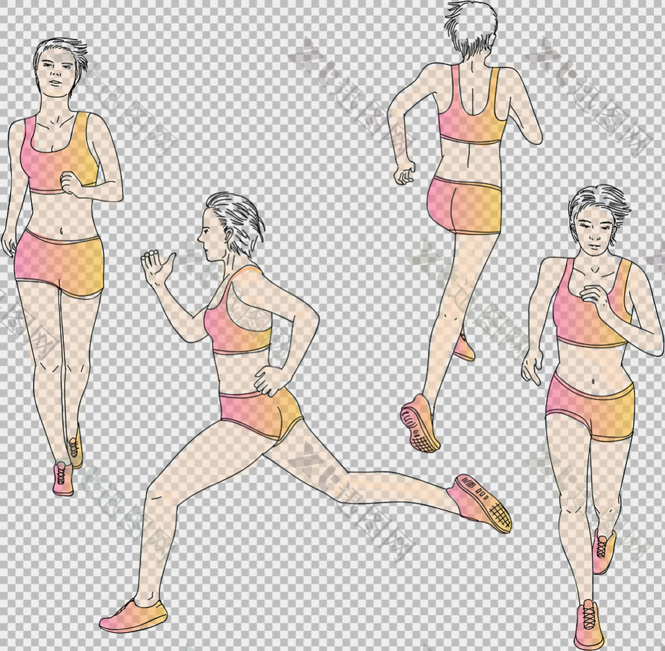 运动跑步女人免抠png透明图层素材