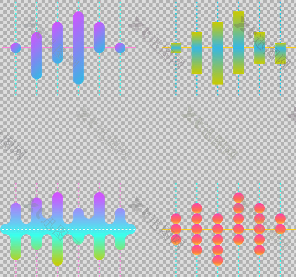 彩色抽象声波图案免抠png透明图层素材