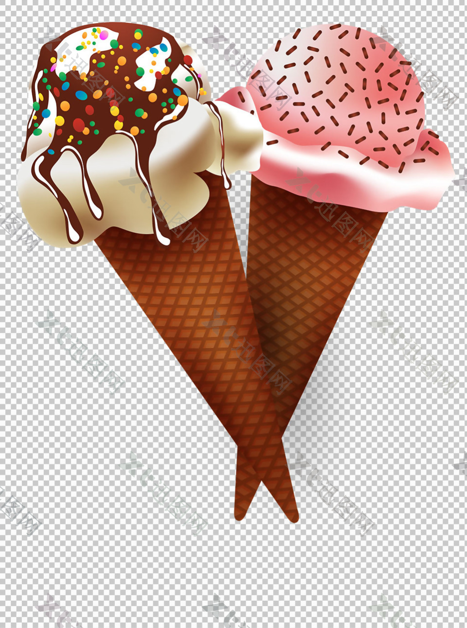 手绘写实风格冰淇淋免抠png透明图层素材