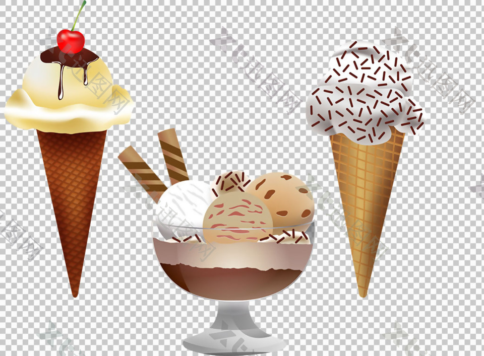 手绘圆筒冰淇淋免抠png透明图层素材
