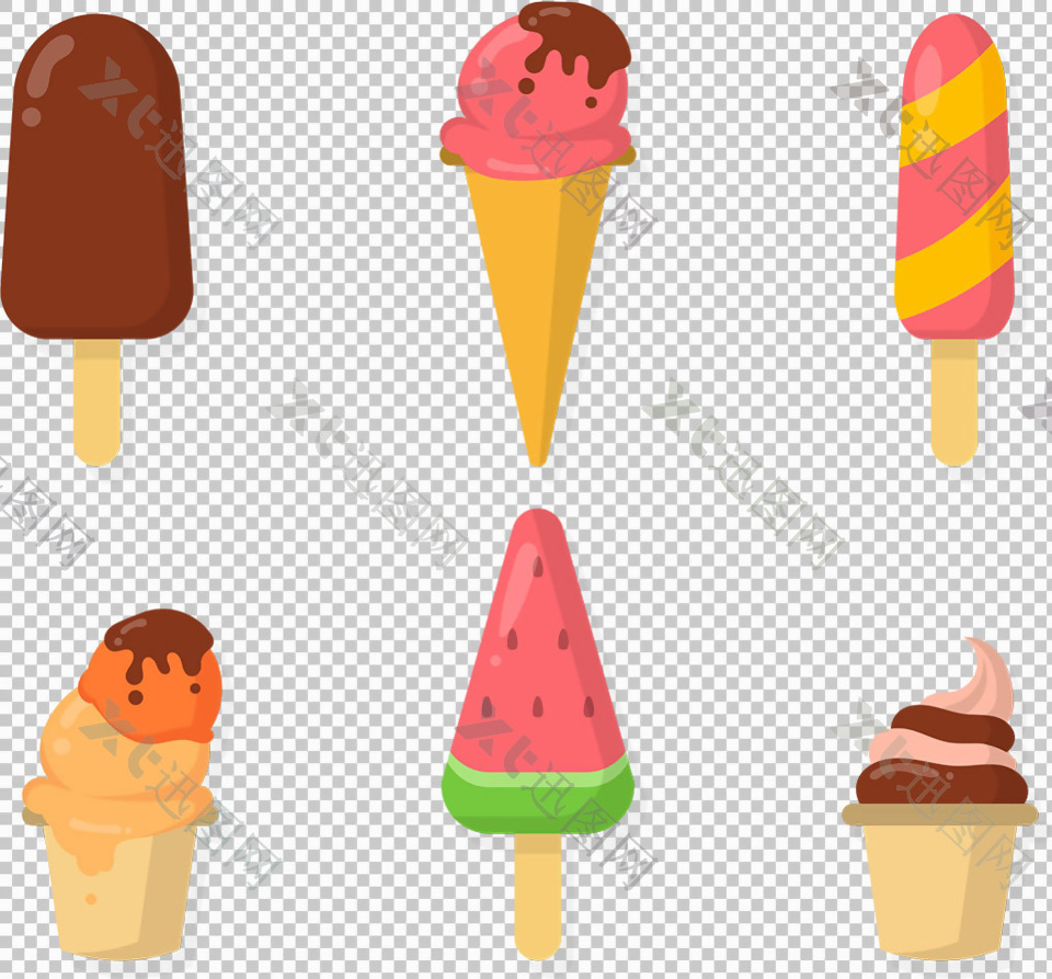 彩色卡通雪糕冰淇淋免抠png透明图层素材