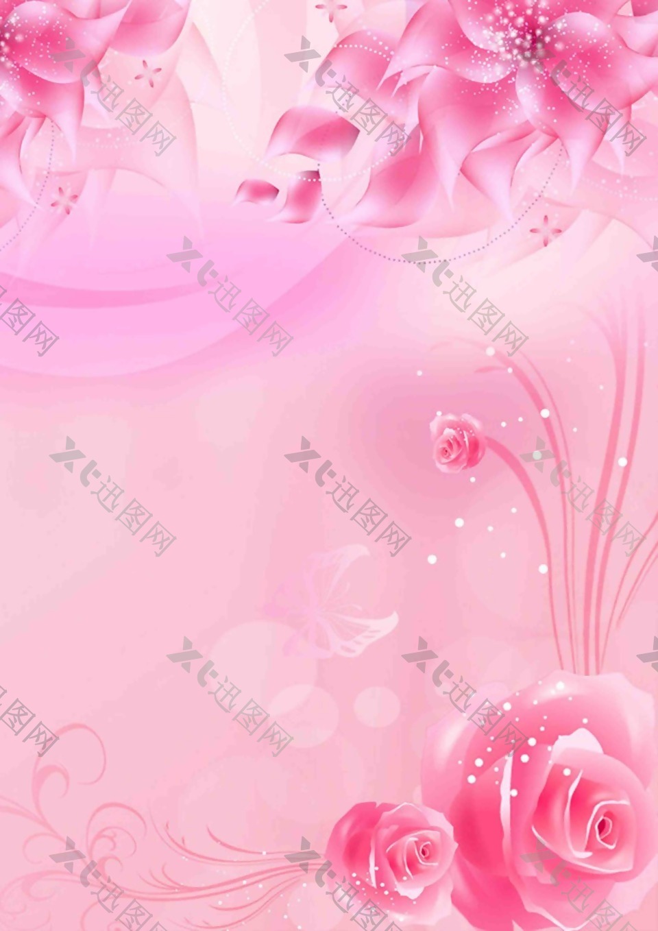 粉玫瑰粉色背景psd分层素材