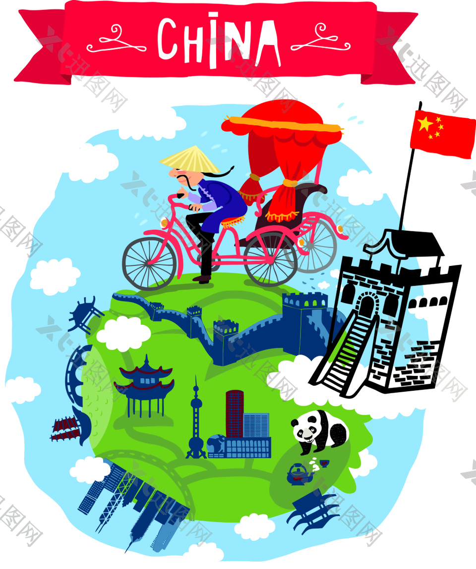 中国特色旅行插画