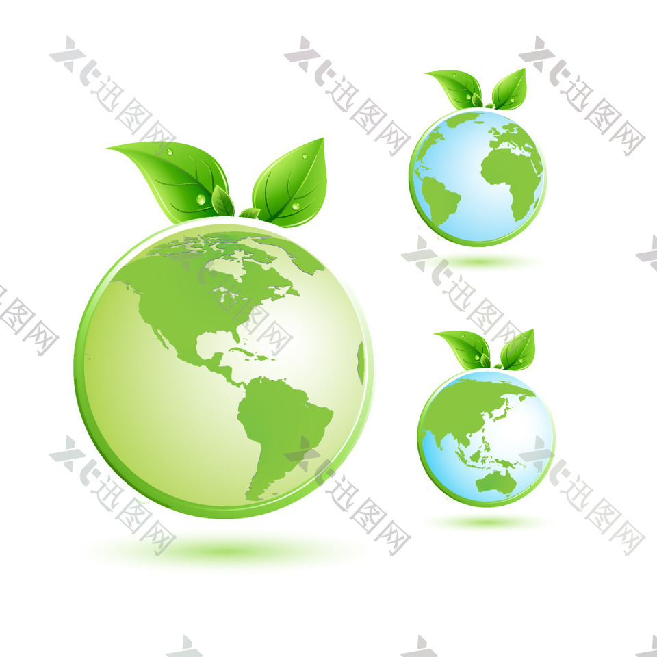 手绘绿色地球元素