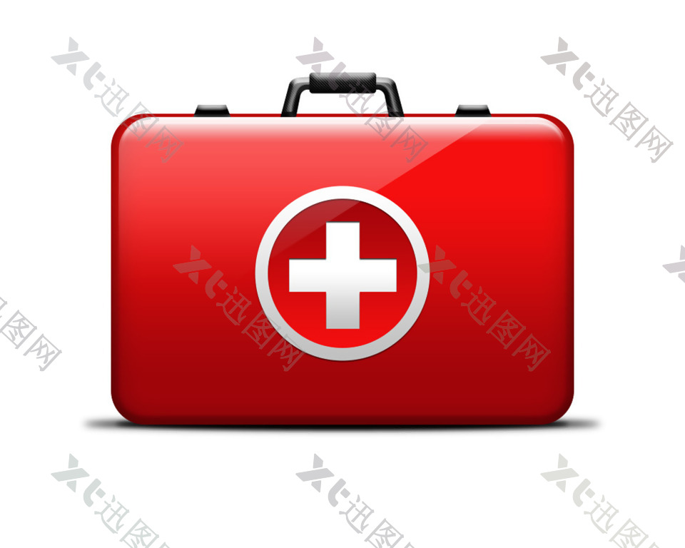 红色卡通医疗急救箱图标