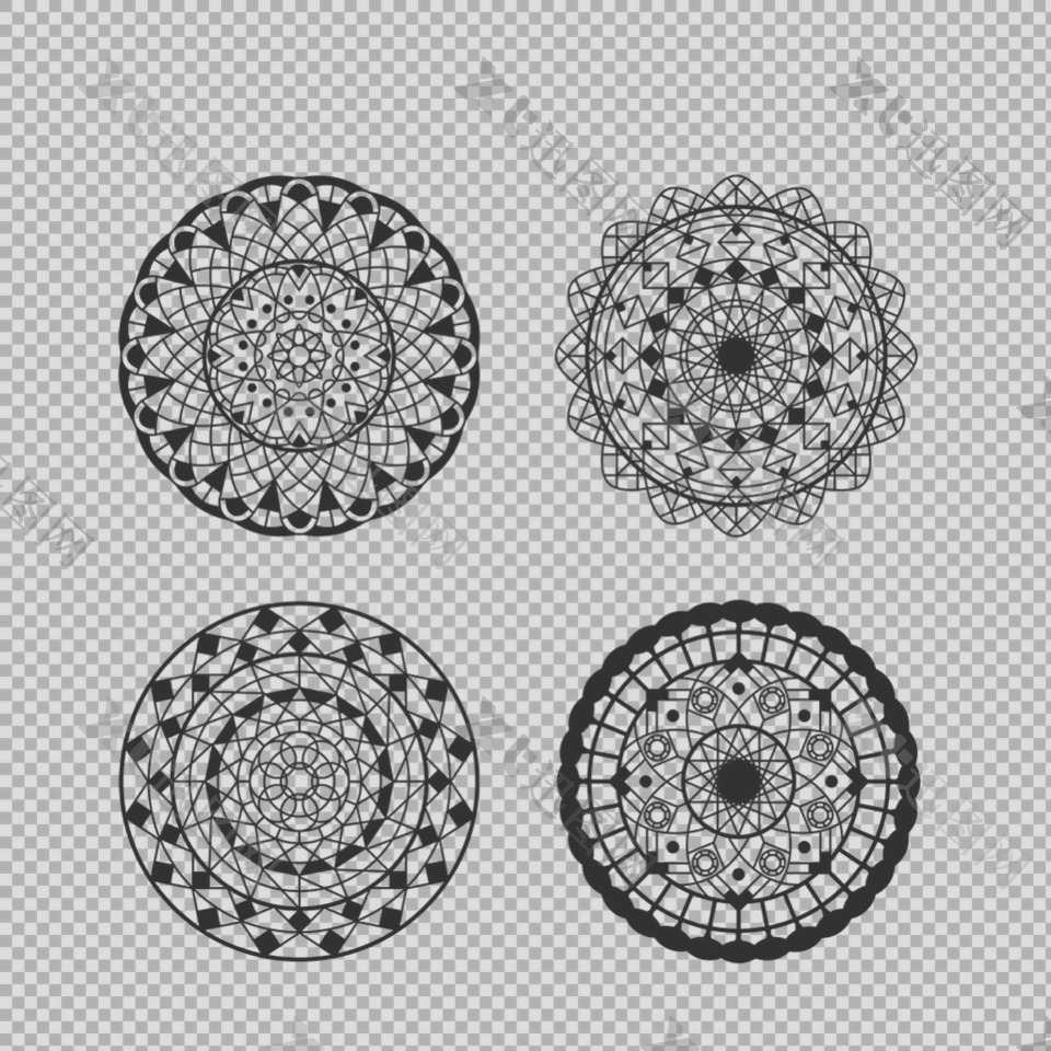 曼陀罗抽象圆形花纹免抠png透明图层素材