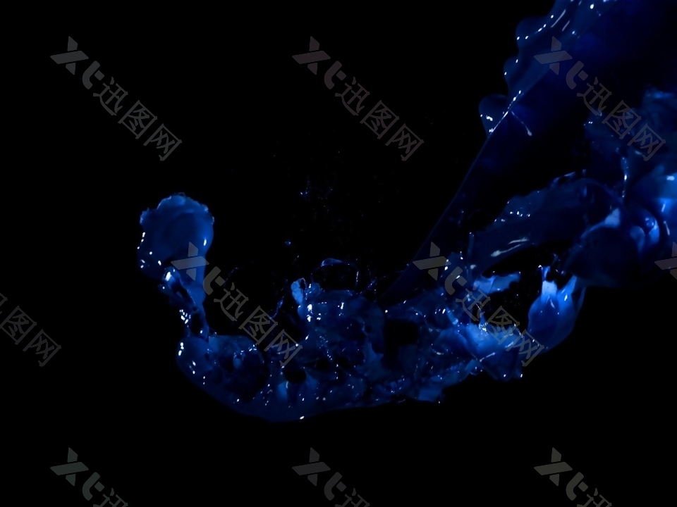 高清拍摄蓝色液体高速泼洒喷溅效果视频素材