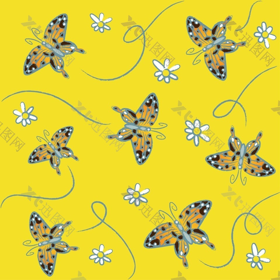线条蝴蝶装饰图案