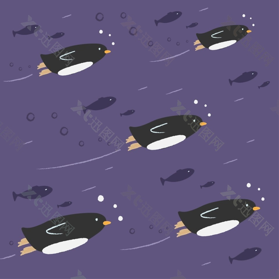 紫色企鹅装饰图案