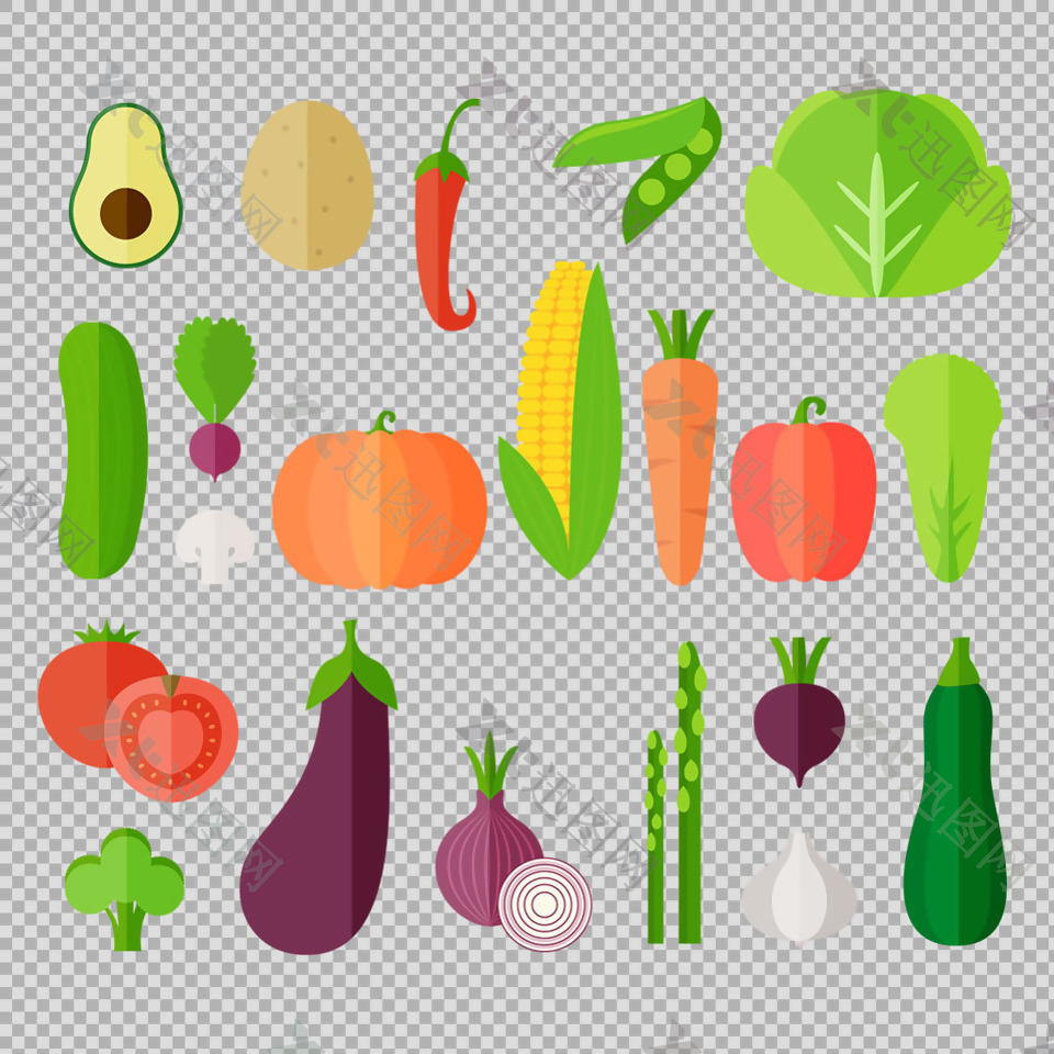 卡通风格蔬菜免抠png透明图层素材