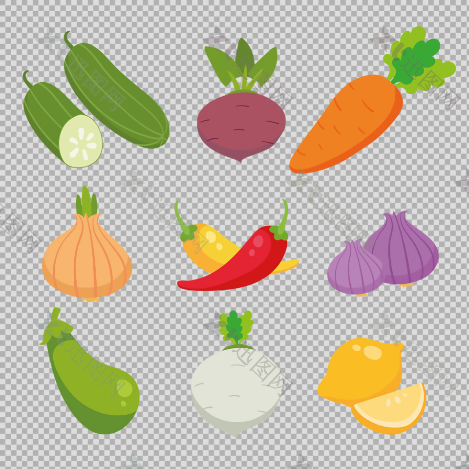 手绘各种蔬菜免抠png透明图层素材