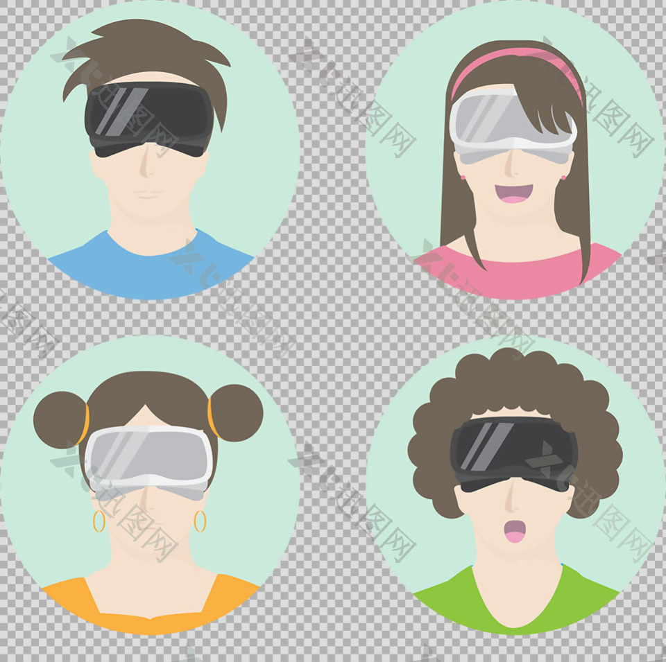 带VR眼镜的学生免抠png透明图层素材